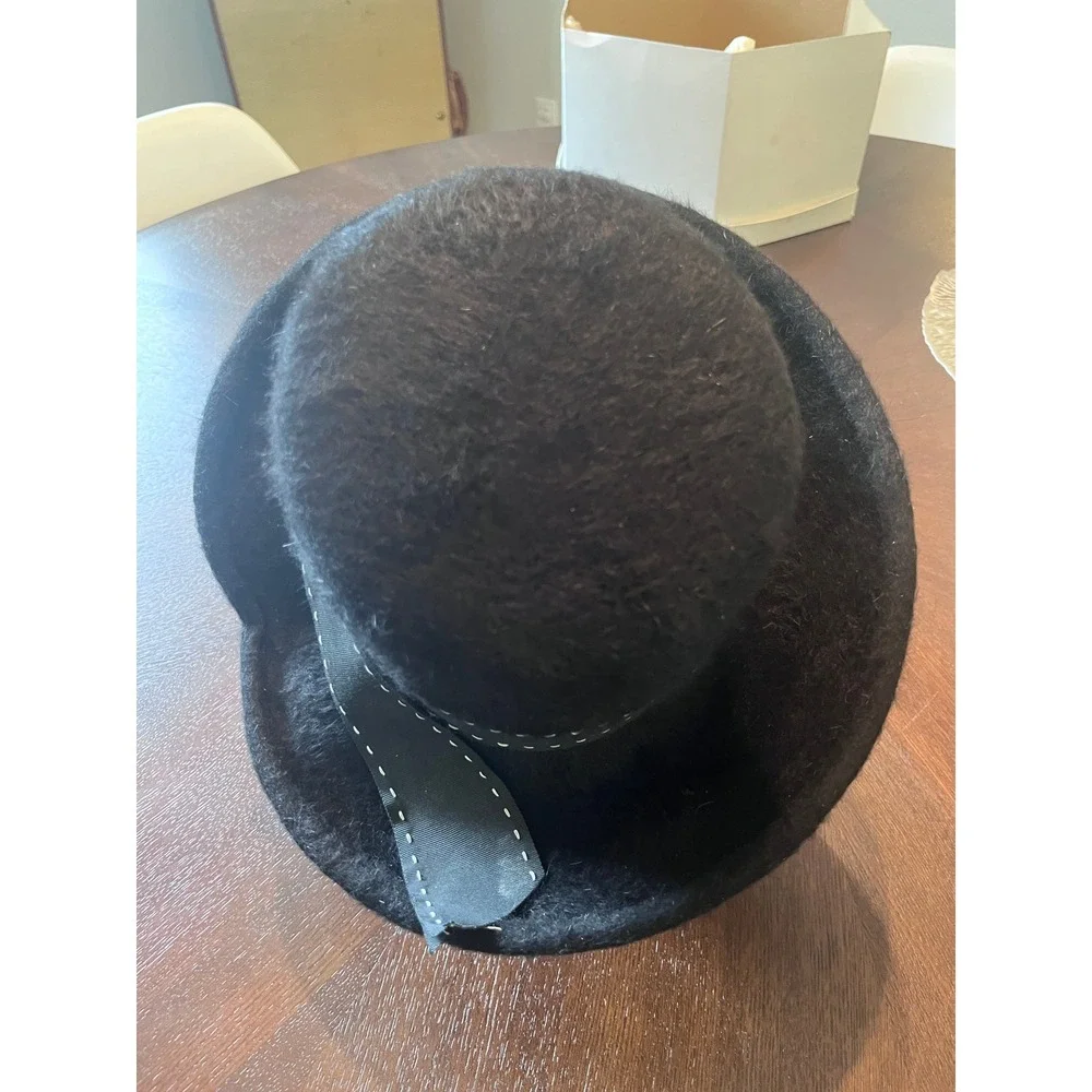 Vintage Merrimac Black Wool Felt Derby Hat Merri Soie Bowler Cap With Box 1950s